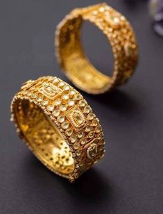 *This is Gold Finish Kundan Bangles Pair.Its Perfect for Wedding Occasion as well as Unique and Ethnic Traditional Bangle to gift and Also Bridal wear to match with Wedding Outfits. *Its made from Silver n Copper mix material and 100% Handmade. *Its available in Various Sizes like 2,2.2,2.4,2.6 Etc Its white kundan combination like shown in picture. *Its open able Screwed Bangles Pair. *All Kundan stones set with silver foils handsetting method and long last guarantee of its workmanship.It is Wh Elegant Bangle Jewelry For Marriage, Gold Kundan Bridal Sets For Wedding, Traditional Bangle Jewelry For Anniversary, Heavy Silver Bangle For Wedding, Gold Bracelet Jewelry For Wedding, Gold Wedding Bracelet Jewelry, Heavy Gold Bridal Accessories For Wedding, Gold Bridal Accessories For Wedding And Festivals, Wedding Bridal Sets In Temple Jewelry Style