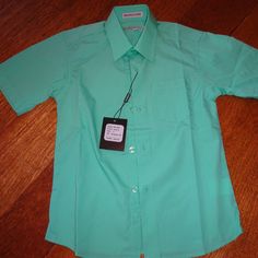 Boys Size 5 Gioberti Mint Green Short Sleeve Button Down Shirt - Great For Spring Pictures! Green Short Sleeve Shirt With Buttons For Spring, Green Short Sleeve Button Shirt For Spring, Fitted Green Button-up Short Sleeve Shirt, Classic Short Sleeve Shirt For School, Solid Summer Shirt For School, Fitted School Shirt With Button Closure, Classic Short Sleeve School Shirt, Fitted Button-up School Shirt, Fitted Button-up Shirt For School