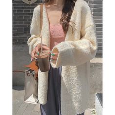 Kukombo Summer Apricot Lace Belt Women Cardigan Korean Fashion V-Neck Tough Style, Mens Summer Pants, Autumn Sweater, Autumn Pattern, Sweater Coat, Couple Outfits, Coat Women, Solid Clothes, Knitted Cardigan