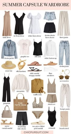 Spring Summer Capsule Wardrobe, Classic Capsule Wardrobe, Mode Tips, Summer Outfits For Moms, Streetwear Summer