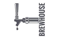 a black and white logo with the words brewhouse on it's left side