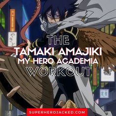 the tamak amajiki my hero academy workout is overlaid by an eagle