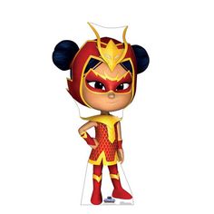 an image of a cartoon character wearing a mask and red outfit with ears on it's head