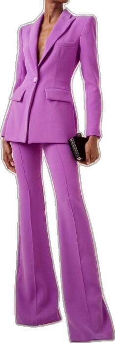 Spring Party Suit In Solid Color, Chic Party Suits With Trousers, Solid Color Trousers Pantsuit For Fall, Chic Spring Suits With High-waisted Pants, Spring Solid Tailored Pantsuit, Spring Tailored Solid Color Pantsuit, Tailored Solid Color Spring Pantsuit, Solid Color Dress Pants For Fall Party, Chic Fall Suits With Trousers