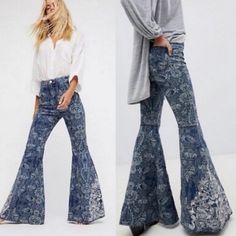 Amazing Bell Nwt Size 27 True To Size High Rise Stretchy Embroidered Waist 27” Rise 12” Inseam 30” Hips 36” Super Flare Jeans, Jeans Free People, Free People Jeans, Flare Leg Jeans, Bell Bottom, Bell Bottoms, Wide Leg Jeans, Bell Bottom Jeans, Jeans Size