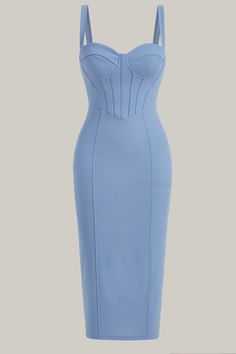 Indulge in luxurious sophistication with the Miranda Solid Bustier Cami Dress. This sleeveless, bodycon midi dress is crafted from recycled materials and features a solid color design with a below-the-knee length. The woven fabric adds an extra touch of elegance to this must-have piece. 95% Polyester, 5% Elastane Model is wearing size small Please allow 3-5 business days to process and ship. Product Measurements in cm : Size US Bust Waist Size Hip Size Length Straps Length XS 2 70.00 57.50 80.00 Strapless Denim Dress, Bandage Jumpsuits, College Outfit, Bandage Skirt, Bodycon Midi Dress, Plus Size Jumpsuit, Plus Size Shopping, Bodycon Midi, Dress Top