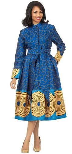 Blue A-line Midi Dress With Buttons, Blue Long Sleeve Dress With Buttons, Blue Buttoned Midi Dress For Fall, Fall Blue Midi Dress With Buttons, Blue Midi Dress With Button Closure For Fall, Church Dresses For Women, Kitenge Fashion, Church Attire, Holiday 2024