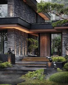 Best outside front entrance design ideas Home Designs Exterior, A Modern House, Modern House Facades, Have Inspiration, Village House Design, Forest House, Village Houses, House Architecture Design, Dream House Exterior