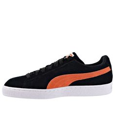 PUMA Suede Classic Low-Top Board Shoes Orange/Black 365347-38 (SNKR/Skate/Low Top) Orange Lace-up Skate Shoes With Cushioned Footbed, Orange Sneakers With Gum Sole For Skateboarding, Sporty Orange Sneakers For Skateboarding, Orange Suede Lace-up Sneakers, Orange Skate Shoes With Rubber Sole, Sporty Orange Skate Shoes For Skateboarding, Low-top Orange Sneakers For Skateboarding, Black Suede Skate Shoes With Boost Midsole, Orange High-top Skate Shoes With Vulcanized Sole