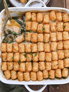 You'll love how easy it is to make this vegan twist on classic green bean casserole. This from-scratch tater tot green bean casserole is full of mushrooms and green beans and topped with tater tots, making it the ultimate vegan comfort food. Vegan Tater Tot Casserole, Beyond Beef Recipes, Cream Mushroom Soup, Protein Vegan Meals, High Protein Vegan Meals, High Calorie Smoothies, Tater Tot Hotdish, Easy Tater Tot Casserole