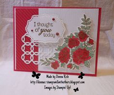 a close up of a greeting card with flowers on the front and bottom, which reads i thought of you today