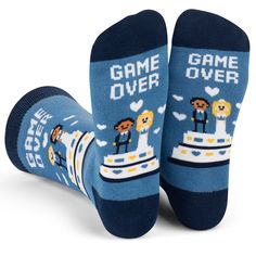 Buy On Amazon Getting married is no joke, however these unisex wedding socks bring some light-hearted humor to the situation. The design features newlyweds sitting atop a wedding cake, surrounded by the words "Game Over" in a repeated pattern. It's a funny wedding gift for the bride or groom! PRODUCT DETAILS: Crew Length One size fits most (U.S. Men's size 6-13, Women's size 7-11) 85% Combed Cotton, 10% Spandex and 5% Elastic Machine wash cold. Tumble dry low. Do not iron. Groom Socks, Funny Wedding Gifts, Gift For Guests, Wedding Socks, Socks Gift, Fun Socks, Funny Wedding, Chic Type, Wedding Gift Ideas