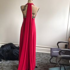 Stunning Red Evening Dress With Long Scarves After It’s Tied. Convertible Into Different Styles Halter, Grecian Whatever Your Imagination Can Produce. New With Tags Red Evening Dress, Long Scarf, Evening Dress, Different Styles, Convertible, Evening Dresses, Womens Dresses, Tags, Customer Support