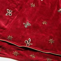 Bows under the tree to match our bow stocking and pillows So beautiful as it can live in any room and will surely be an heirloom with these exquisite and hand-embellished icons. The hand embroidered stars match our new star pillow in red- so you can build a beautiful festive star and bow theme. And the skirt is lined in cotton so its super heavy and has great 'heft' and presence as it sits under your tree- and is a perfect resting spot for all the gifts! Red Bow Christmas Tree, Red Bow Christmas, Bow Theme, Bow Tree, Bow Christmas Tree, Star Pillow, Embroidered Stars, Bow Christmas, Stocking Tree