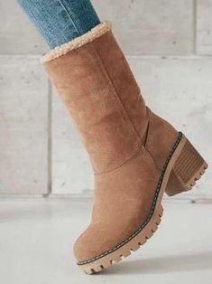 Sku CY-!5938 Material Cotton-blend , Suede Style Chunky Shoes Feature Solid , Chunky Occasion Going out , Casual Heels Height High (5cm-8cm) Seasons Winter Type Boots Color BLACK,CAMEL,GREEN,GRAY,ORANGE Size 35,36,37,38,39,40,41,42,43 Size chart: Please consult the size chart we provide for this item's measurements to help you decide which size to buy. Fur Snow Boots, Platform Shoes Heels, Warm Snow Boots, Mid Boots, Snow Boots Women, Snow Queen, Winter Snow Boots, Cute Accessories, Winter Boots Women