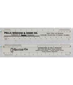 two rulers are shown with the words pella window and door co on each side