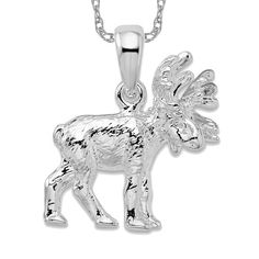 Introducing our stunning 925 sterling silver moose necklace for her! This themed charm necklace features a unique animal pendant that is perfect for animal lovers and nature enthusiasts alike. The elk and moose jewelry design is inspired by wildlife, making it a statement necklace for women who love to stand out. The sterling silver animal pendant is crafted with the highest quality materials, ensuring that it will last for years to come. This nature themed necklace is a perfect gift for any occasion, whether it's a birthday, anniversary, or just because. Shop now and add this beautiful piece of wildlife inspired jewelry to your collection! 3d Jewelry, Chain Pendant, Fine Jewellery Necklace, Fashion Jewelry Necklaces, Necklace Chain, Chain Pendants, Fashion Watches, Moose, Charm Pendant