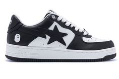 A Bathing Ape Bape Sta White Black (2022) - 001FWI701007I-BLK - US Bape Star, Bapesta Shoes, Bape Sneakers, Bape Shoes, Bape Sta, Painted Canvas Shoes, Pretty Sneakers, Dream Shoe, Ape Bape