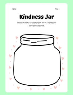 a coloring page with the words kindness jar