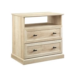 two drawers are shown with one drawer open and the other closed, both in light wood