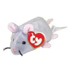 a stuffed mouse with a red heart on it's back and the word i love you