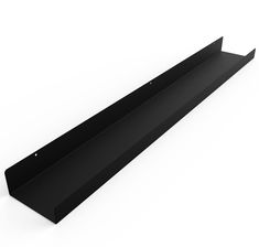 a black shelf is shown on a white background with the bottom section missing from it