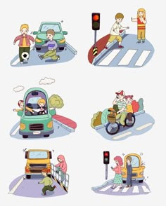 people crossing the street in different ways