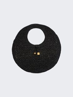 Find JACQUEMUS Le Rond Spiaggia Handbag on Editorialist. Woven raffia handbag Tie closure with metal square and circle ends Circular handle opening Circle shaped bag Dimensions: One size Composition: 100% Raffia Care: Care according to label Luxury Evening Straw Tote Bag, Designer Black Straw Bag With Woven Leather, Luxury Handwoven Shoulder Bag, Handwoven Evening Tote Shoulder Bag, Luxury Evening Straw Bag With Top Handle, Elegant Shoulder Bag With Round Handle For Vacation, Designer Black Straw Bag With Top Handle, Elegant Woven Shoulder Bag With Round Handle, Luxury Woven Straw Evening Bag