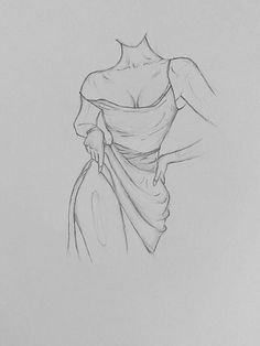 a drawing of a woman in a dress with her hand on her hip, looking down