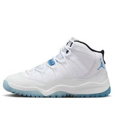 The iconic Air Jordan 11 "Columbia" is back for the holidays in 2024! Originally released in 1996 and worn by Michael Jordan himself, this sneaker is making a comeback with its classic white, legend blue, and black color scheme. Expect a high-cut design that stays true to the original Air Jordan 11, offering a nostalgic and stylish addition to your sneaker collection. Cheap Jordan Shoes For Women, Blue And White Air Jordans, Cute Shoes Jordans, Jordan 11 Legend Blue Outfit, Cute Jordans For Women, Light Blue Jordans, Jordan 11 Fits, Jordan Air 11, Jordan 11 Columbia