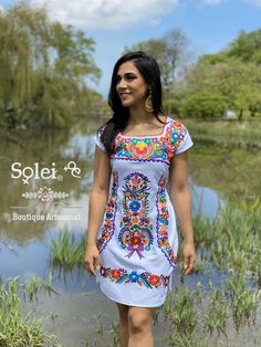 Mexican Bridesmaid Dresses, Mexican Outfits, Gold Embroidered Dress, Colorful Floral Dress, Traditional Mexican Dress, Mexican Wedding Dress, Mexican Embroidered Dress, Fiesta Dress, Bella Dress