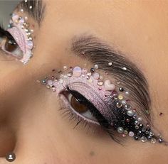 Ballerina Bride, Rhinestone Makeup, Makeup Books, Rave Makeup, Graphic Makeup, Magical Makeup, The Ballerina, Unique Makeup, Youtube Makeup