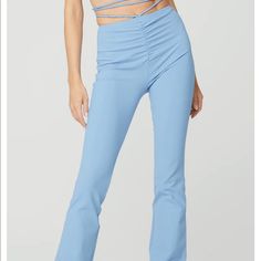 Fitted Yoga Pants With A 4 Way Stretch! They Are Super Cute With A High Waist And Slight Flare At The Bottom! Beautiful Powder Blue Color! I Have Not Worn Them! Brand New With Tags :) Powder Blue Color, Flare Legging, Alo Yoga, Cinched Waist, Powder Blue, Colorful Leggings, Yoga Pants, High Waist, Super Cute