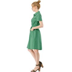 The casual, elegant look of this pretty dress will keep you looking great all the time. The short-sleeve shirt dress is cut with a relaxed silhouette and features a drawstring to cinch in the waist and plenty of practical pockets. Pair it with ankle boots or heels for a chic silhouette. Perfect for spring, summer, and autumn, and it is also suitable for any occasion. Safari Dress, Button Down Shirt Dress, Short Sleeve Dress Shirt, Cargo Shirts, Belted Shirt Dress, Collars For Women, Pretty Dress, Mini Shirt Dress, Dress Cotton