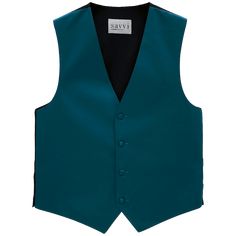 a blue vest with black sleeves and buttons on the front, is shown against a white background