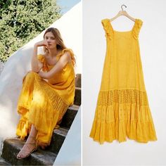 Anthropologie Payal Jain New! Eyelet Tiered Marigold Maxi Dress Nwt Sz6 Questions? Leave A Comment Below! Approximate Layflat Measurements: Under Arm To Under Arm: 19 Shoulder To Hem: 53 G19 Gold Maxi Dress For Summer Beach, Chic Gold Maxi Dress For Spring, Chic Gold Maxi Dress For Summer, Gold Beach Dress For Summer, Chic Gold Vacation Dress, Chic Gold Dress For Vacation, Gold Summer Beach Dress, Gold Sleeveless Maxi Dress For Summer, Chic Gold Summer Dresses