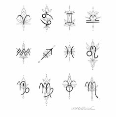 the zodiac symbols are drawn in black ink