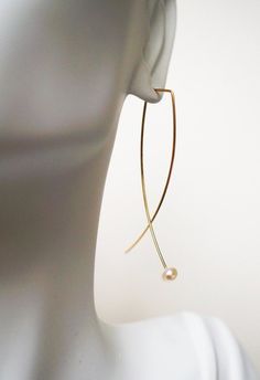 image 0 Pearl Threader Earrings, Wire Earring, Threader Earrings, Handmade Gold, Wire Earrings, Pearl Size, Understated Elegance, Cultured Pearls, Silver Wire