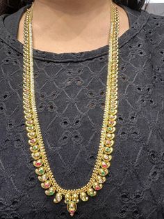 22 karat gold mango mala / long necklace with cz & color stones - 235-GN165 - in 35.450 Grams for USD $3,840.47 USD. 
Made in India by Totaram Jewelers Online this product is in Gold - 22 Karat BIS Hallmark 916 Gold  & is an excellent gift for Adult - Women. Ships fully insured with secured guaranteed delivery for free with your order over $250 from New Jersey USA & comes with 30 days exchange policy. Mango Mala, Color Stones, Gifts For Adults, 22k Gold, Long Necklace, New Jersey, Stone Color, Hallmark, Mango