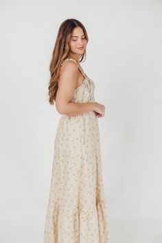 Simple but absolutely charming, the Penelope Maxi Dress is just the ticket for your next summer event. From its delicate ruffled details to its in-seam pockets and flounced skirt, the Penelope is all cottagecore elegance. Dressed up with heels or dressed down with slides or mules, this dress promises season after season of beautiful wear. Available in two colorways. FIT: Runs true to size. MATERIAL: Cotton. GARMENT DETAILS: Lightweight floral maxi dress with V-neckline, ruffled double straps, an Flounced Skirt, Cotton Maxi Dress, Garment Details, Maxi Dress Cotton, Cotton Maxi, Summer Events, Cinched Waist, Floral Maxi, Full Skirt