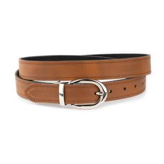 Elevate your style with our Light Brown Black Reversible Belt for Women, a versatile and chic accessory crafted from genuine leather. This double-sided belt features a warm light brown on one side and a classic black on the reverse, offering two elegant options for any occasion. With a width of 1 1/8" (3.0 cm), this belt ensures a comfortable and flattering fit, making it perfect for both casual outfits and more formal attire. The sleek nickel silver buckle adds a polished finish, while the reve Chic Leather Belt Buckle For Business, Elegant Brown Belt For Everyday Use, Elegant Everyday Leather Belt, Elegant Leather Belts For Everyday Use, Reversible Belt, Dress Belt, Brown Belt, Nickel Silver, Suspender Belt