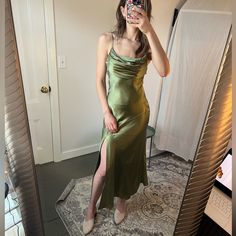 Size Small Boutique Green Gown. Nwt. Such A Great Wedding Guest Dress! Just Ended Up Using Other Option Green Bias Cut Maxi Dress For Wedding, Green Bias-cut Slip Dress For Wedding, Green Bias Cut Dress For Prom, Green Floor-length Slip Dress For Party, Elegant Green Floor-length Slip Dress, Elegant Green Satin Dress For Wedding, Fitted Green Floor-length Slip Dress, Fitted Floor-length Green Slip Dress, Green Bias Cut Dress For Wedding