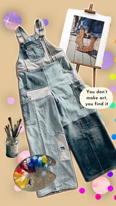 Patched repurposed denim overall Reworked Jeans, Repurposed Denim, Denim Patches, Upcycled Denim, Clothes Ideas, Boho Hippie, Style Ideas, Boho Style