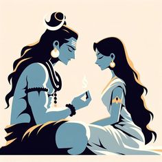 Shiv And Parvati, Shiv Parvati, Boho Art Drawings, Pictures Of Shiva, Shiv Shakti, Shiva Parvati, Spiritual Artwork, Vedic Art, Hinduism Art