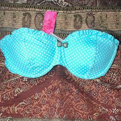 Brand New With Original Tags. Xhilaration Women’s Strapless Underwire Bikini Top. Size L. Color Blue With White Dots. Sublimation Ideas Projects Inspiration, Floral Swimwear, 2000s Clothes, Blue Clothing, Malibu Barbie, Candy Girl, Pretty Bags, Swim Suit Bottoms, Cheeky Bikinis