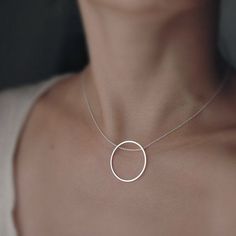 ♥️ Pinterest: DEBORAHPRAHA ♥️ minimalist necklace, simple jewelry Simple Design Sterling Silver Necklace, Modern White Gold Necklaces With Open Circle, Modern White Gold Necklace With Open Circle Design, Modern White Gold Open Circle Necklaces, Modern White Gold Open Circle Necklace, Delicate Simple Necklaces For Everyday, Delicate Everyday Necklaces With Simple Design, Minimalist Silver Necklace For Everyday, Simple Sterling Silver Necklace For Everyday