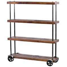 three tiered shelf with wheels on each side