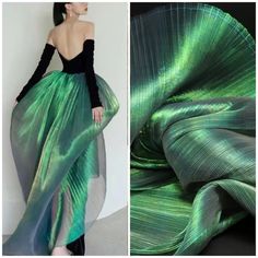 fabricshow - Etsy Iridescent Organza Dress, Alien Couture, Lace Wedding Decor, Iridescent Organza, Iridescent Fashion, Texture Decor, Glass Dress, Stiff Fabric, Pleated Organza