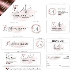 business cards with pink and white ink on them