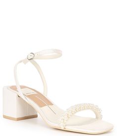 Dolce Vita Zalima Pearl Embellished Dress Sandals | Dillard's Wedding Shoes Low Heel Pearl, Bridal Shoes Pearl, Pearl Embellished Dress, Bride Sandals, Pearl Heels, Bridal Shoes Low Heel, Wedding Shoes Low Heel, Pearl Sandals, Wedding Shoes Bride